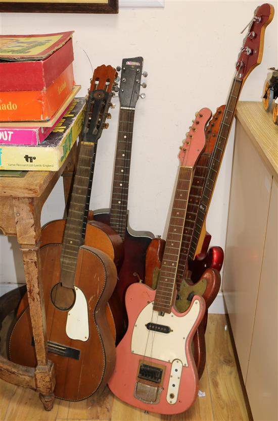 Five assorted guitars